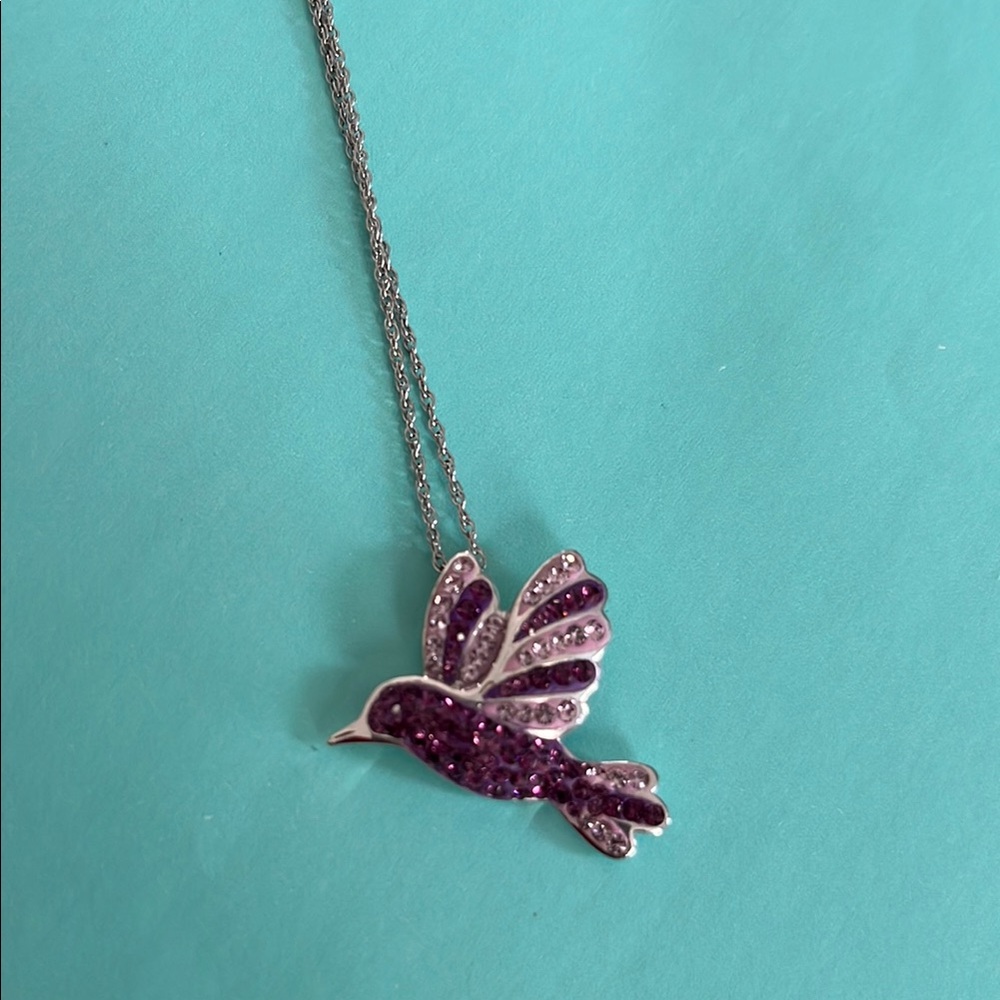 Purple Bird Pendant Necklace